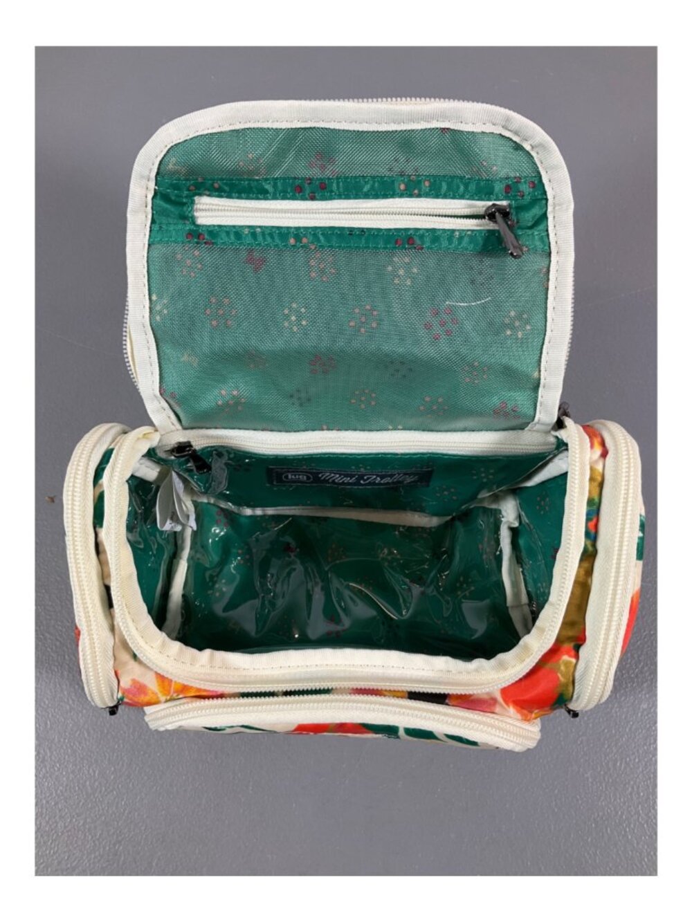Lug Mini Trolley Cosmetic Case - Bloom Sand, Colorful Striped Zippered Design, P - Picture 5 of 8